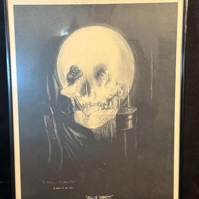 Framed all is vanity" 1892 charles allan gilbert skull print