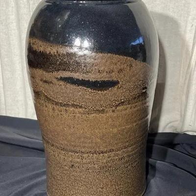 Bruning studio pottery 18 tall glazed pot or vase