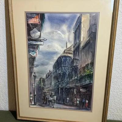 Framed watercolor painting by the artist tom lane