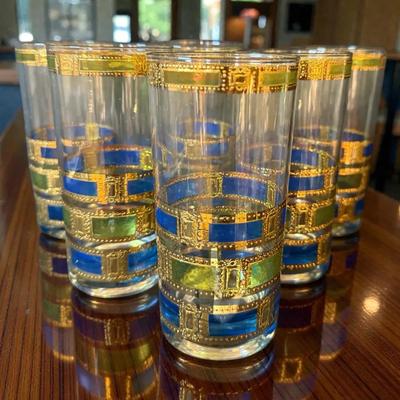 6 mid century modern culver empress high ball tumblers