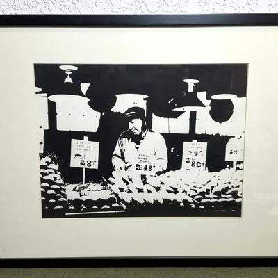 Screen print of an urban farmers market