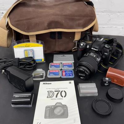 Nikon D70 Digital Camera Bundle W/ Domke Bag, 105mm Lens, Cords, Accessories 