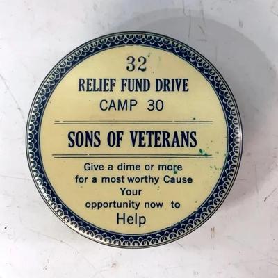 Vintage Veterans Round Celluloid Savings Bank 