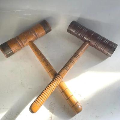 Antique Hardwood And Brass Mallets, Possibly Shipwright Caulking Hammer