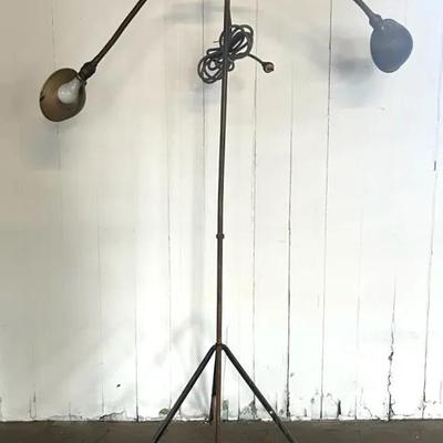 Vintage Industrial Articulating Floor Stand Light
