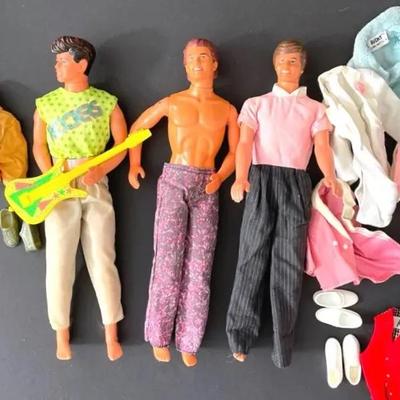 1960’s Ken Doll With 1980’s Derek Rockers Doll And Ken With Accessories 