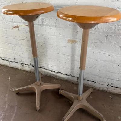 Matching Pair (2) Vintage ‘Ajustrite’ Industrial Stools