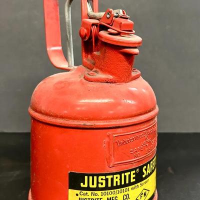 Vintage 1 Quart Justrite Safety Gasoline Can 