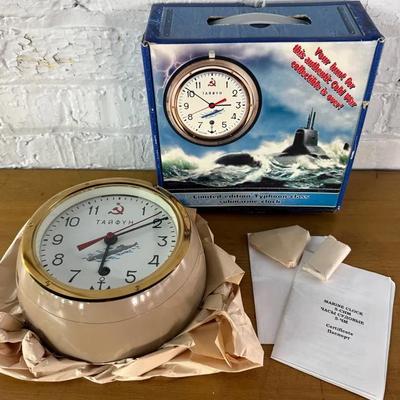 Rare Typhoon-Class Submarine Clock By Vostok Russia, Complete In Box