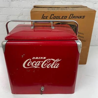 Original Coca-Cola Galvanized Metal Cooler, Progress Refrigerator Company, In Original Box