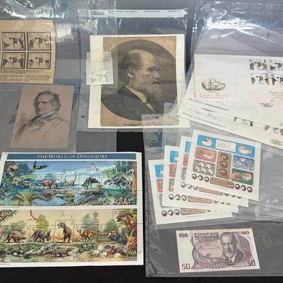 Science Themed Ephemera w/ Darwin Stamps/Covers, Dinosaurs, MC Escher ++