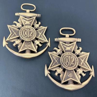 Pair Cast Bronze War Of 1812 Grave Markers, New Old Stock, Two Different Styles