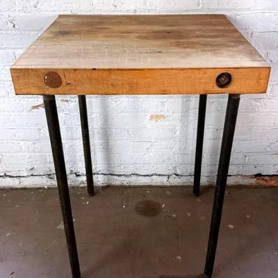 Industrial Maple Top Butcher Block Tall Table, Originally From UC Science Building