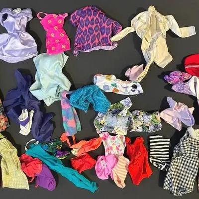 Box Of 1960’s-1980’s Barbie Clothing (80) Plus Accessories 