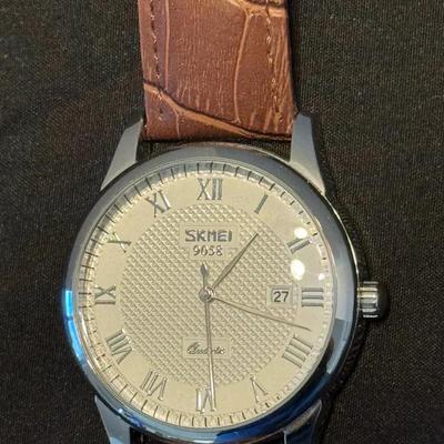 Men’s Watches - Water Resistant & Charles Hubert Quartz w/ Leather Band, Skmei