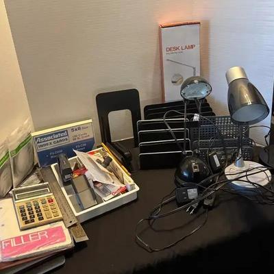 Office Supplies - Desk Lamps (4), File Organizers, Calculator, Rulers, Stapler