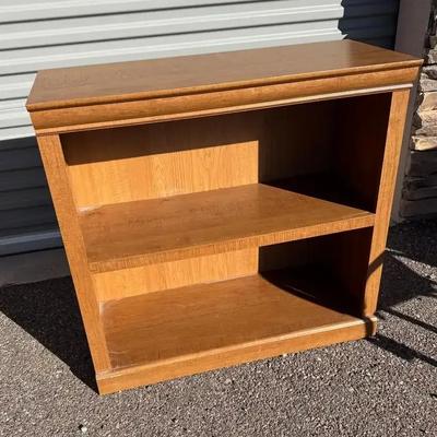 Honey Wood Bookshelf - 2 Shelves, Vintage Shelf