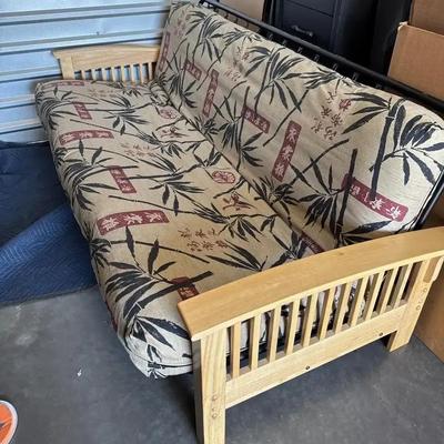 Light Wood & Metal Futon With Mattress And Cover - Japanese Design Cover