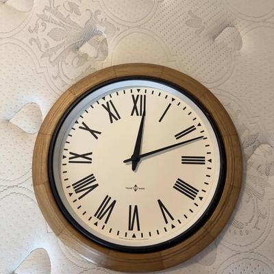 Large Wood-Frame Wall Clock – Roman Numerals