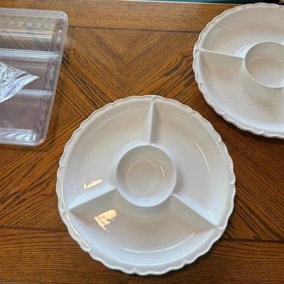Pier One Imports White Divided Serving Bowls and Organizer Tray