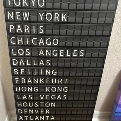 Large Flip-Style World Cities Departure Board Wall Art