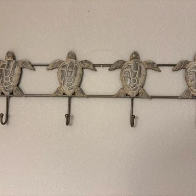 Coastal Sea Turtle Wall Hook Rack (4 Hooks)