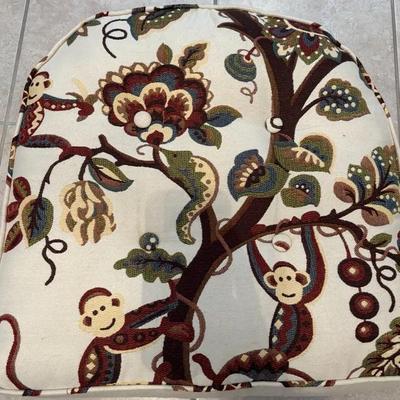 Decorative Chair Cushion with Monkey & Tree Pattern