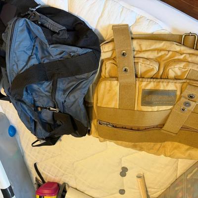 Men’s Bag Lot – Fossil Canvas Messenger Bag & Blue Utility Duffel
