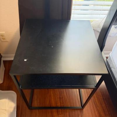 Sleigh Bed Frame & Black Metal Side Table