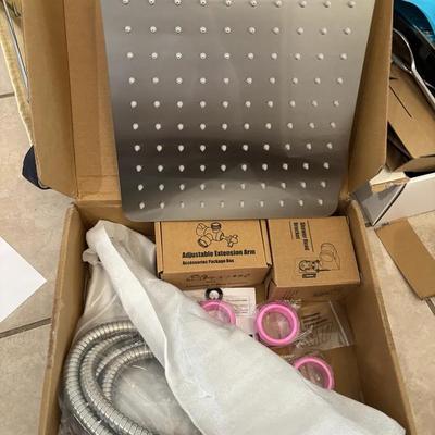 Square Rainfall Shower Head Kit with Adjustable Arm & Hose
