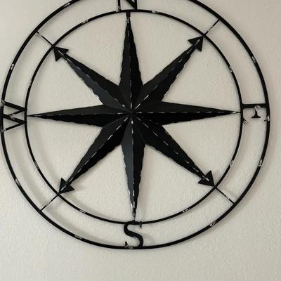 Metal Compass Rose Wall Décor – Nautical / Farmhouse Style 