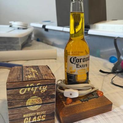 Whiskey Wedge Glass in Box & Key West Wooden Display Stand