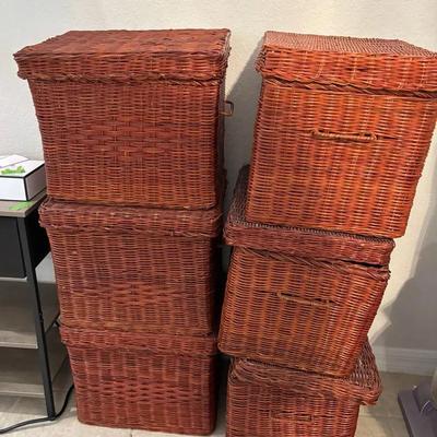 Large Wicker Storage Baskets w/ Lids