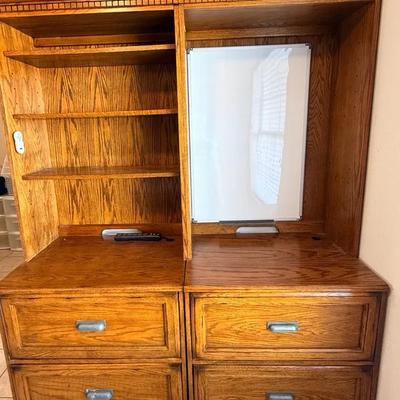  Solid Oak Modular Hutch with Drawers and Shelving
