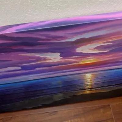 Large Gallery-Wrapped Sunset Seascape Canvas Wall Art