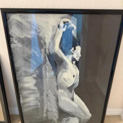 Framed Abstract Nude Figure Artwork