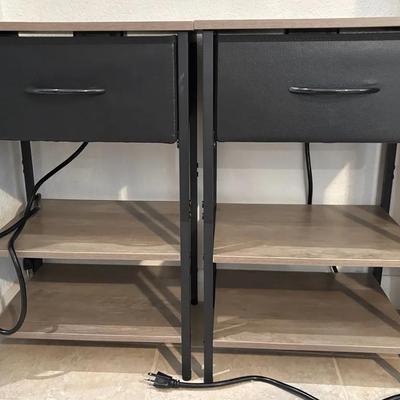 Pair of Matching Side Tables w/ Drawer & Shelves
