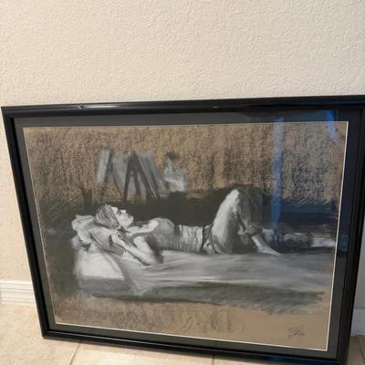 Framed Charcoal & Pastel Figure Artwork – Signed & Dated 2012