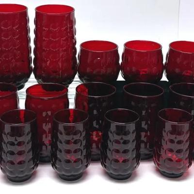 Vintage Ruby Red Glasses