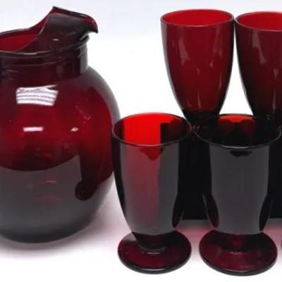 Elegant Ruby Red Glassware Set