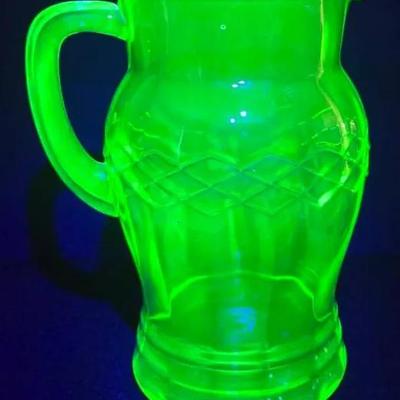 "Anchor Hocking" Green Uranium Glass Pitcher #1