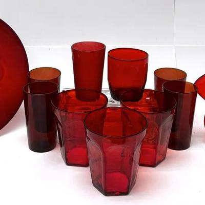 Elegant Ruby Red Collection of  Glassware