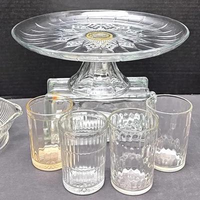 Vintage Glassware Set with Cake Stand & Pitcher