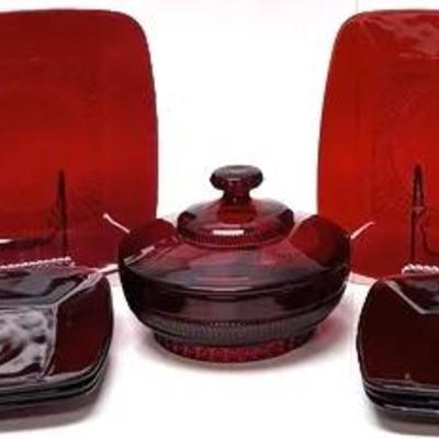 "Anchor Hocking" Coronation Royal Ruby Collection