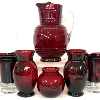 Ruby Red Glassware, Vintage