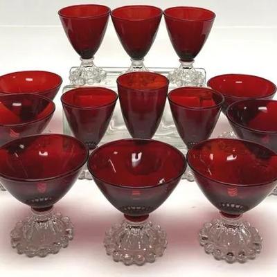 Ruby Red Wine Glass Set - 13 Pieces