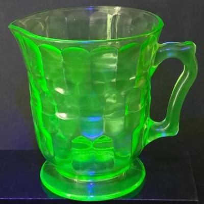 "Hazel Atlas" Uranium Glass Pitcher
