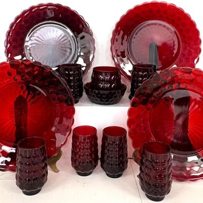 Ruby Red Dinnerware Set