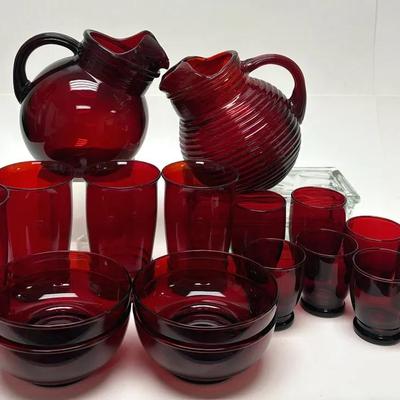 Vintage Anchor Hocking Royal Ruby Red Glassware Collection - Pitchers, Bowls & More