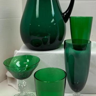 Mid-Century Modern Pitcher and Stemware